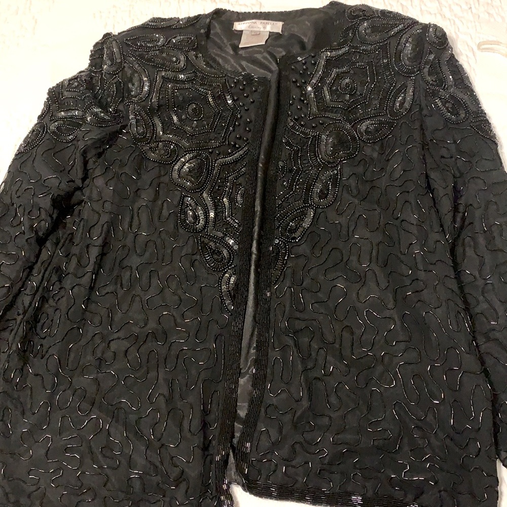Black lined beaded long-sleeved jacket
